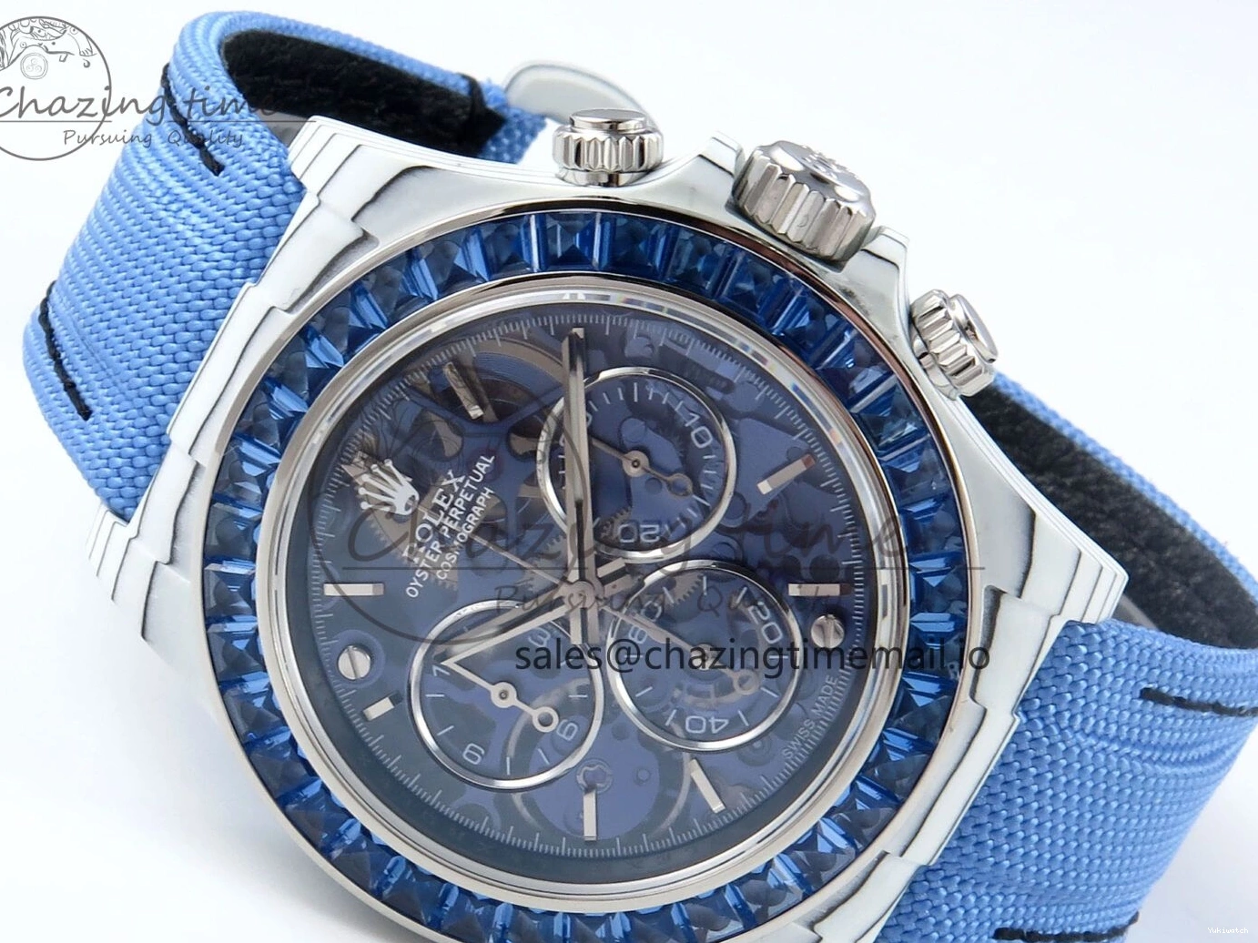Carbon REMOULD Blue on Dial Bezel Edition DD4802 White Diamonds GETF Best Strap Blue Skeleton ZIF Nylon Blue Daytona 0331